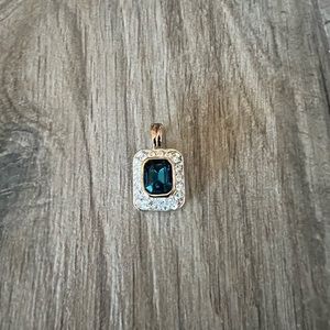 Blue Gemstone & Rhinestone Pendant